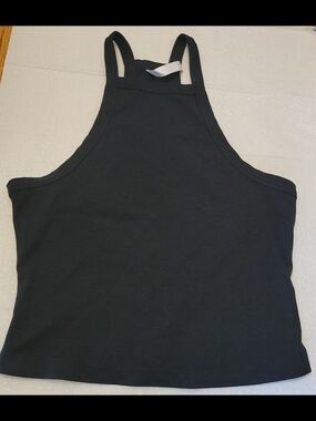 Fabletics Black High-Neck Crop Tank